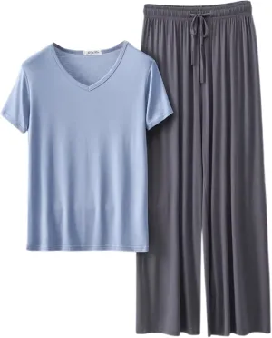 Women's 2 Piece Outfits Comfy Loungewear Pajama Drawstring Pants and Pullover Tops Summer Lounge Sets Tracksuit Pjs