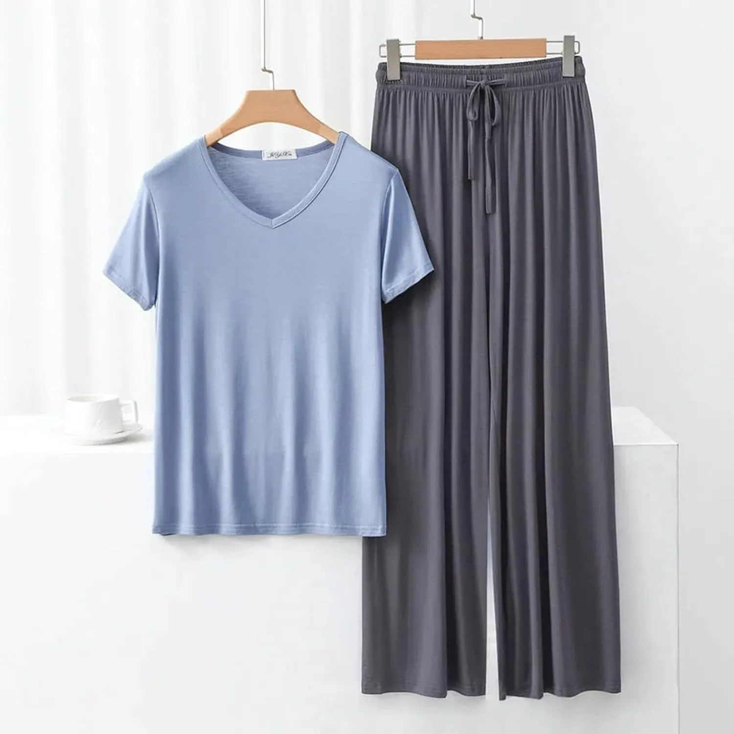 Women's 2 Piece Outfits Comfy Loungewear Pajama Drawstring Pants and Pullover Tops Summer Lounge Sets Tracksuit Pjs