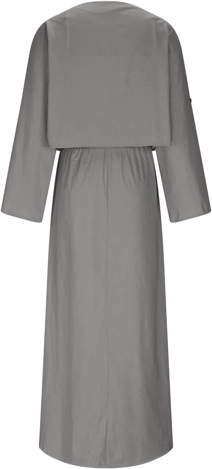 Womens 2 Piece Sets Open Front Cardigan and Sexy Spaghetti Strap Maxi Dresses Party Outfits Cotton Linen Lounge Set