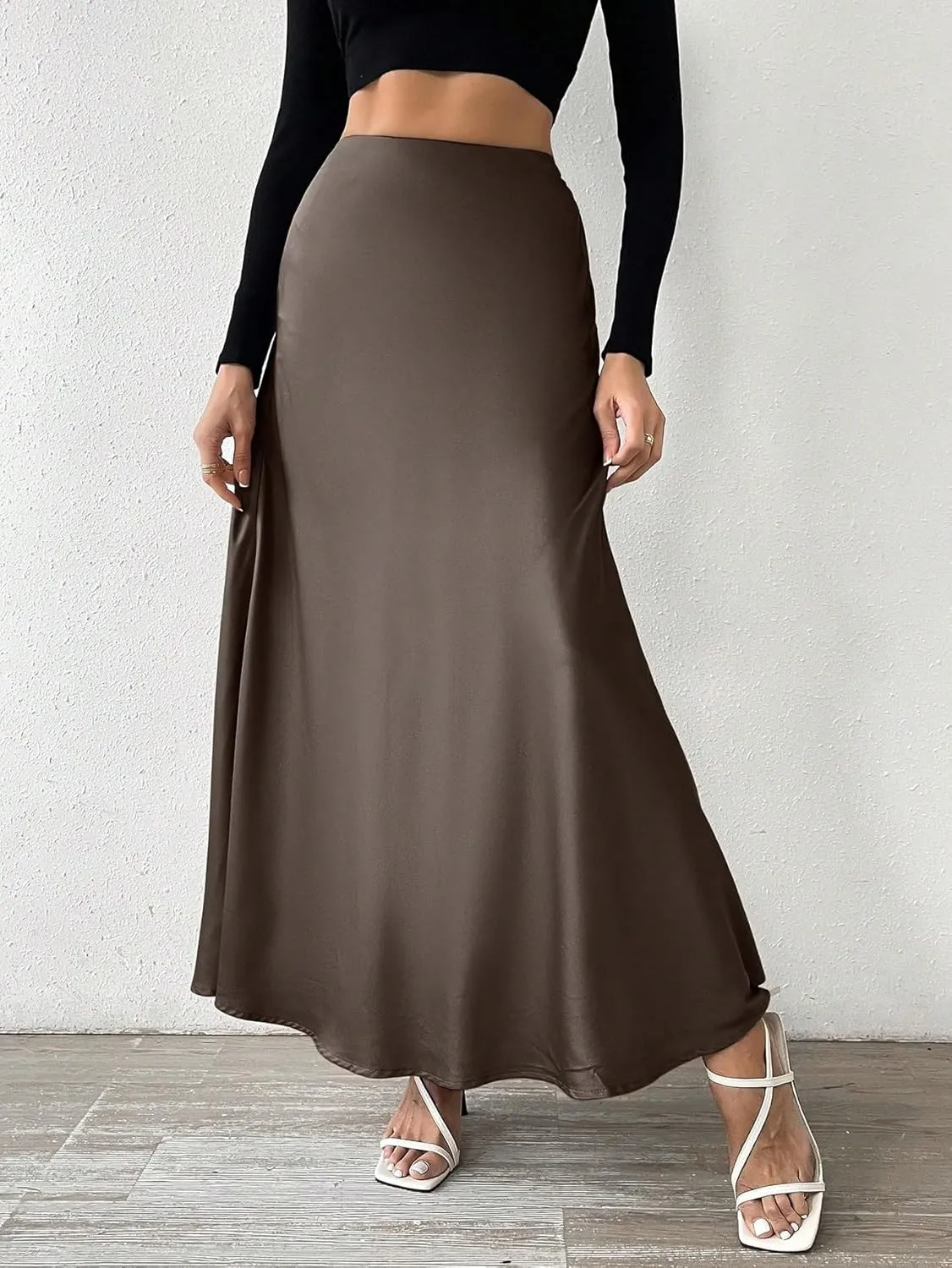 Women's 2025 Casual Maxi Long Skirts Solid Color Long Skirt