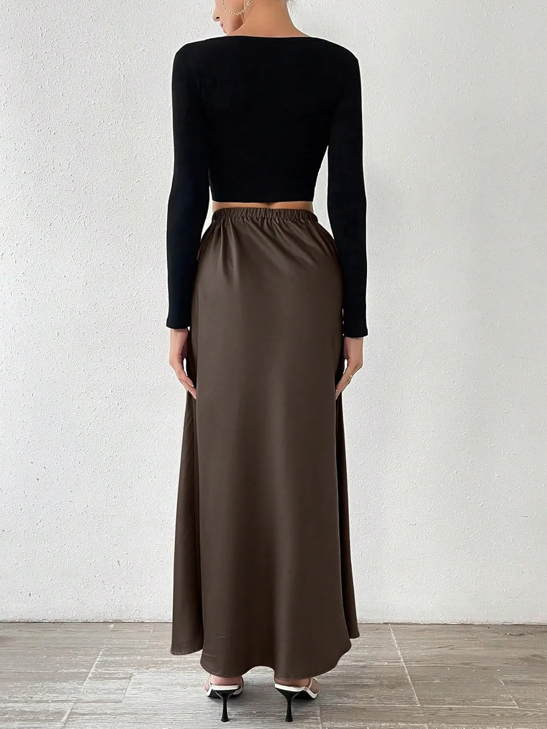 Women's 2025 Casual Maxi Long Skirts Solid Color Long Skirt