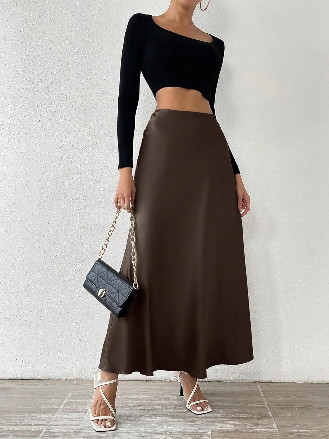 Women's 2025 Casual Maxi Long Skirts Solid Color Long Skirt