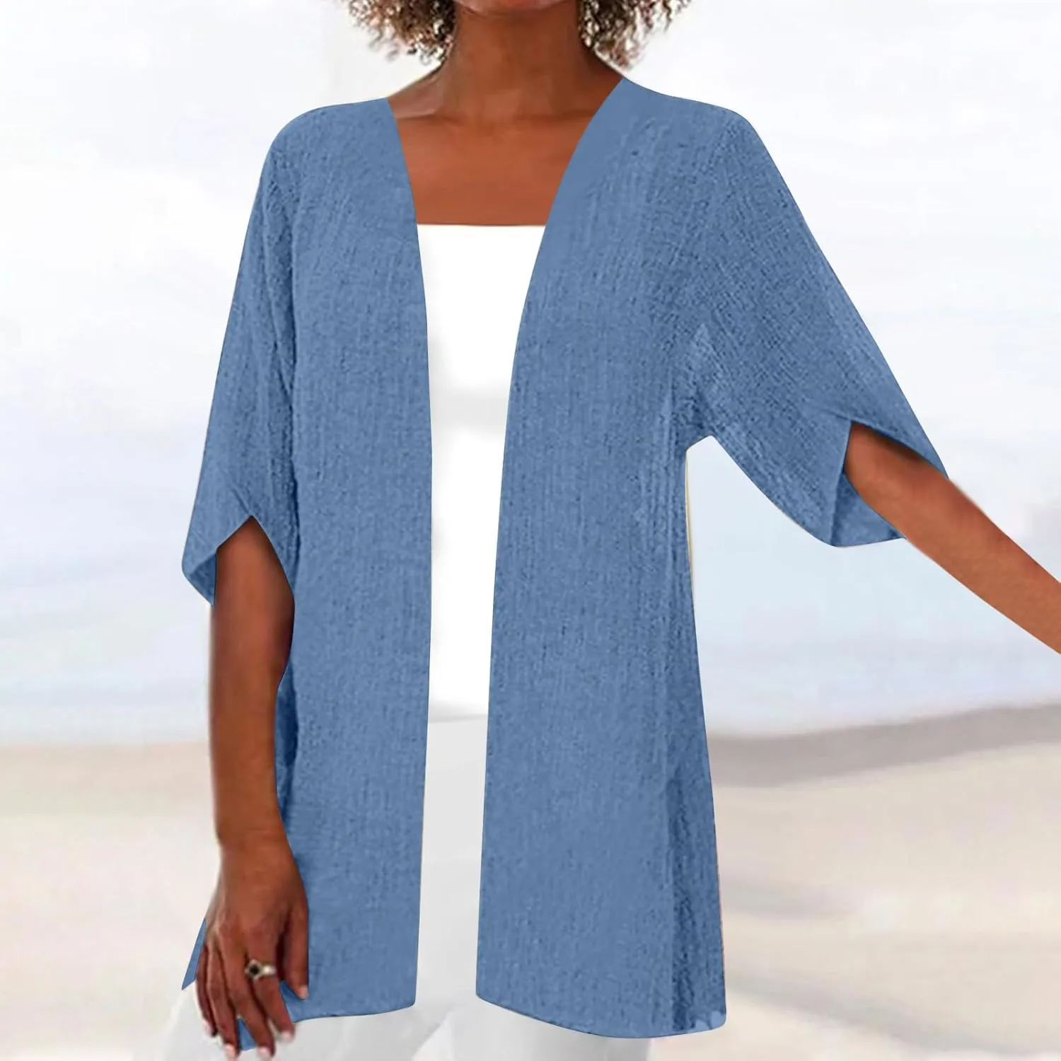 Women's 3/4 Sleeve Cardigans Lightweight Open Front Cardigan for Women Blouses for Women Dressy Casual