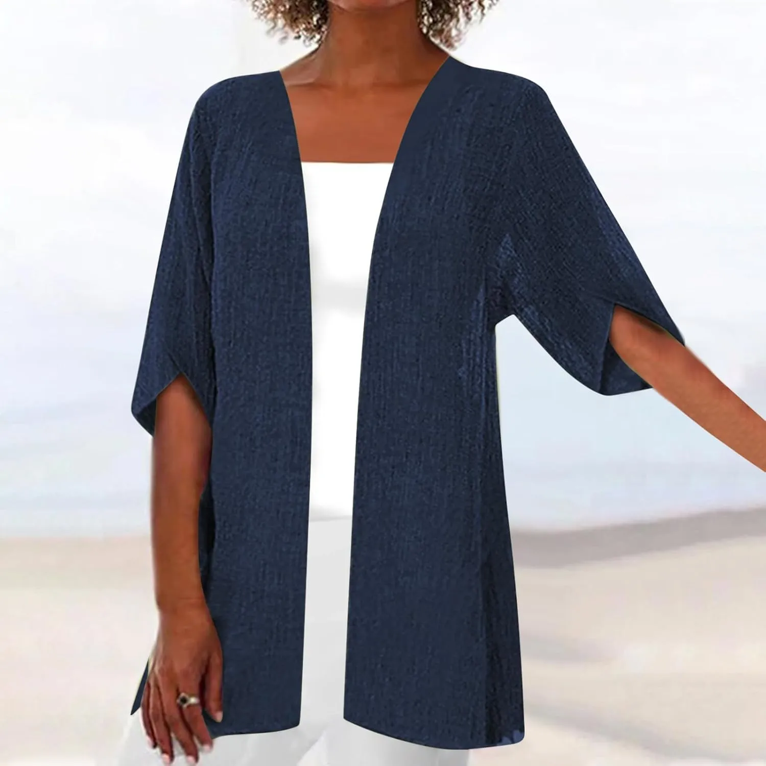 Women's 3/4 Sleeve Cardigans Lightweight Open Front Cardigan for Women Blouses for Women Dressy Casual