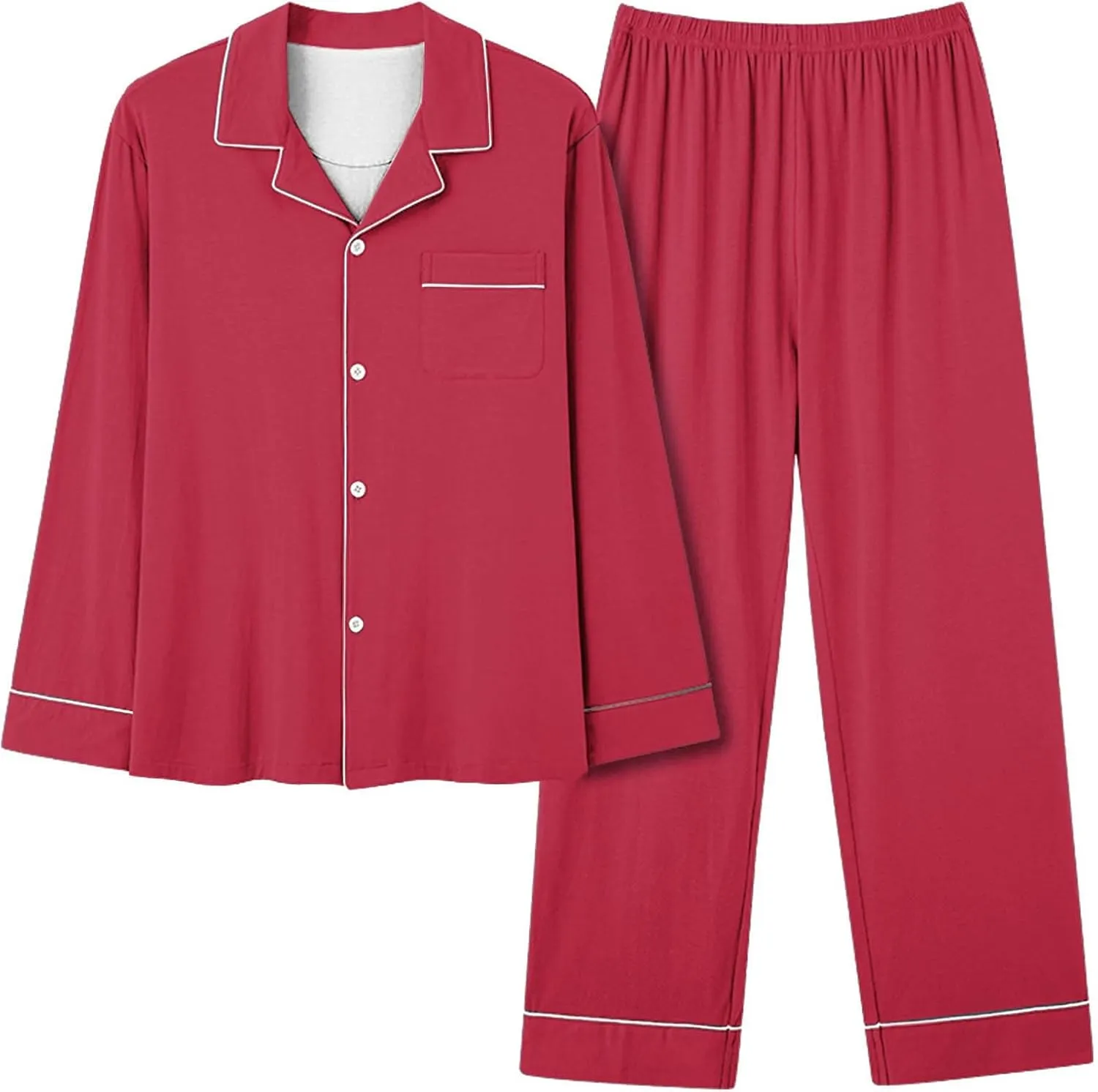 Womens Button Down Pajamas Set 2-Piece Long Sleeve Tops and Pants Sleepwear Work from Home Outfits Soft Pj Sets