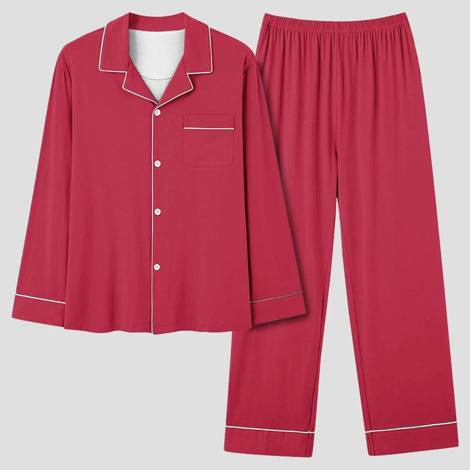 Womens Button Down Pajamas Set 2-Piece Long Sleeve Tops and Pants Sleepwear Work from Home Outfits Soft Pj Sets
