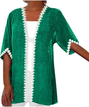 Women's Cardigan Short Sleeve Open Front Casual Loose Beach Lightweight Cover Ups Summer Clothes