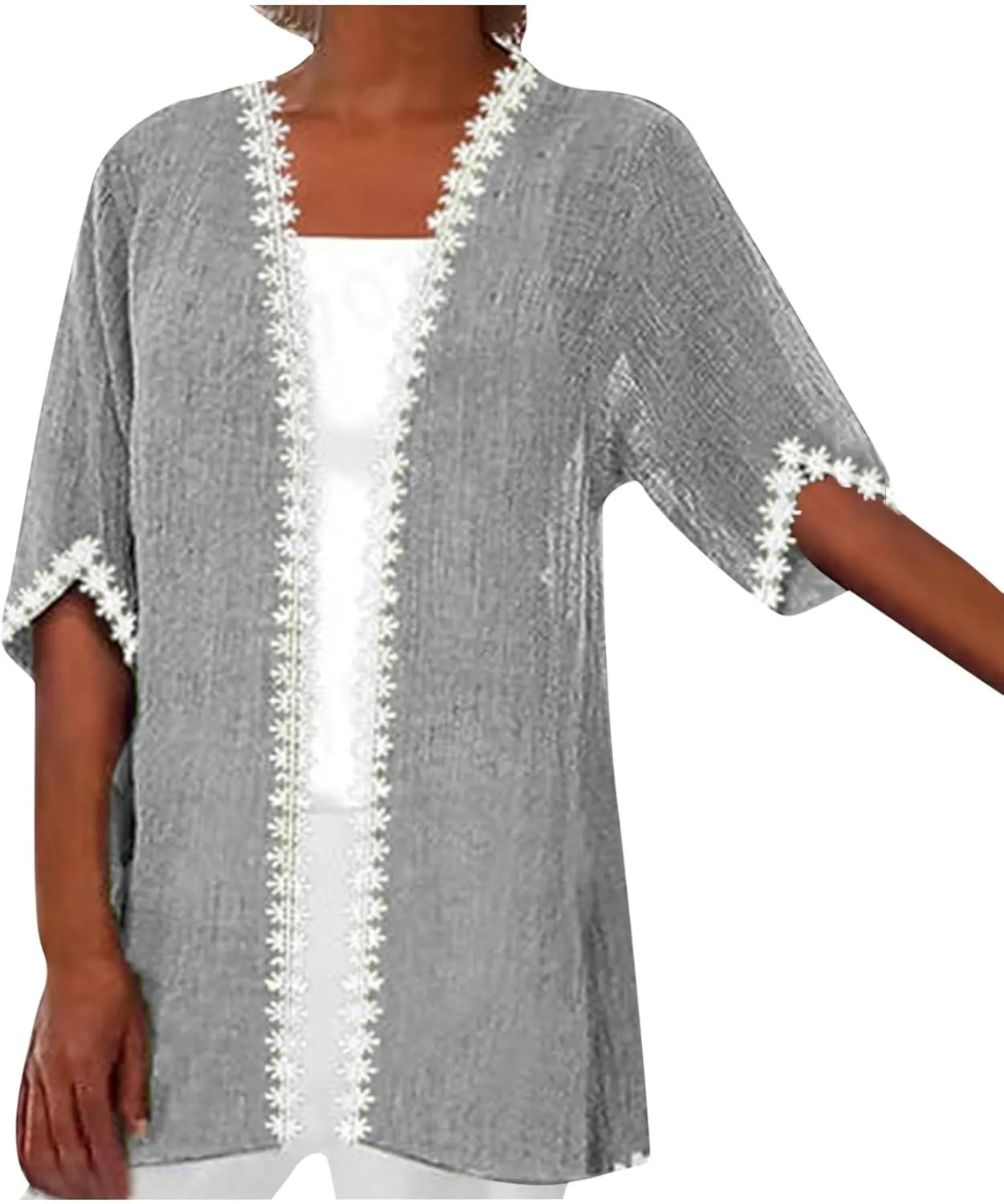 Women's Cardigan Short Sleeve Open Front Casual Loose Beach Lightweight Cover Ups Summer Clothes