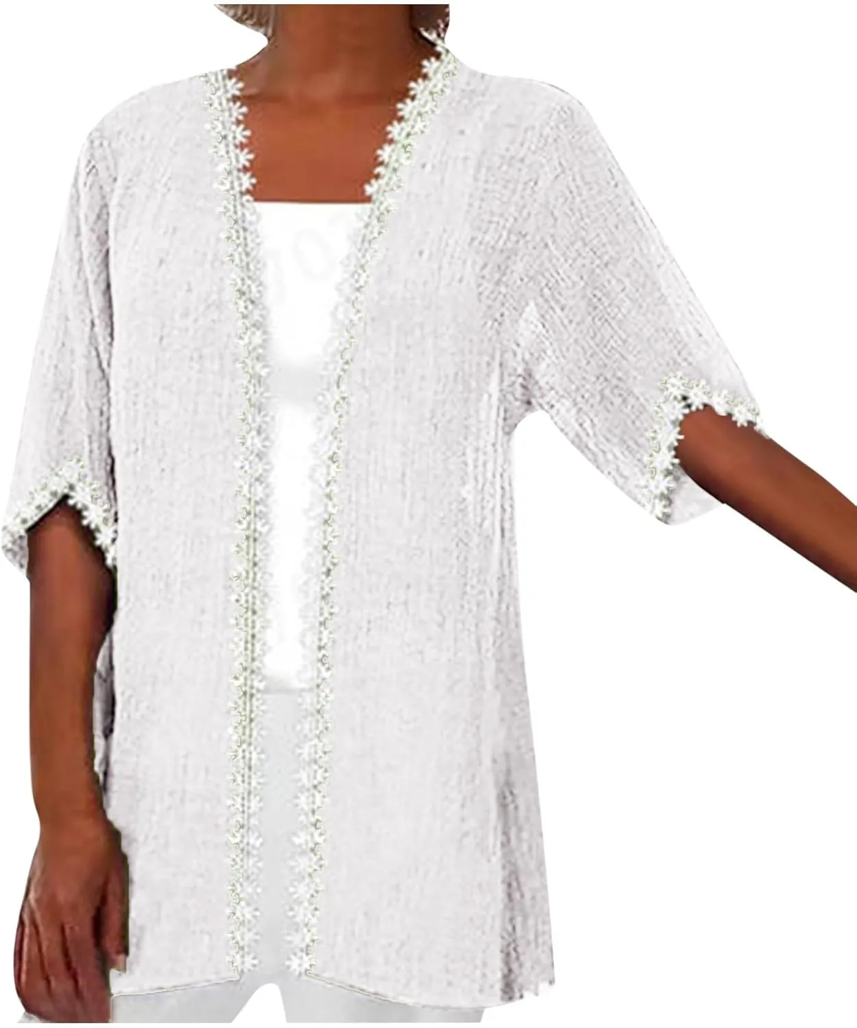 Women's Cardigan Short Sleeve Open Front Casual Loose Beach Lightweight Cover Ups Summer Clothes