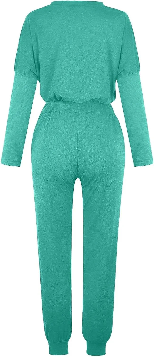 Women's Casual Pullover 2 Piece Outfits Breathable Skin Friendly Loungewear Sets Outdoor Sports Casual Sweatsuits Set