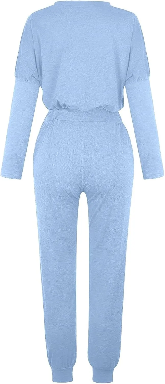 Women's Casual Pullover 2 Piece Outfits Breathable Skin Friendly Loungewear Sets Outdoor Sports Casual Sweatsuits Set