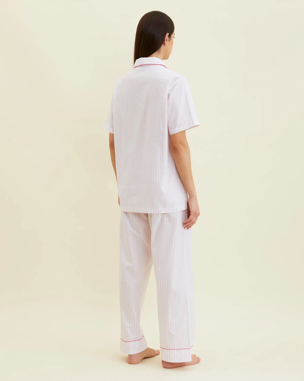 Women's Classic Cotton Short Sleeve Pajamas - Pink Candy Stripe