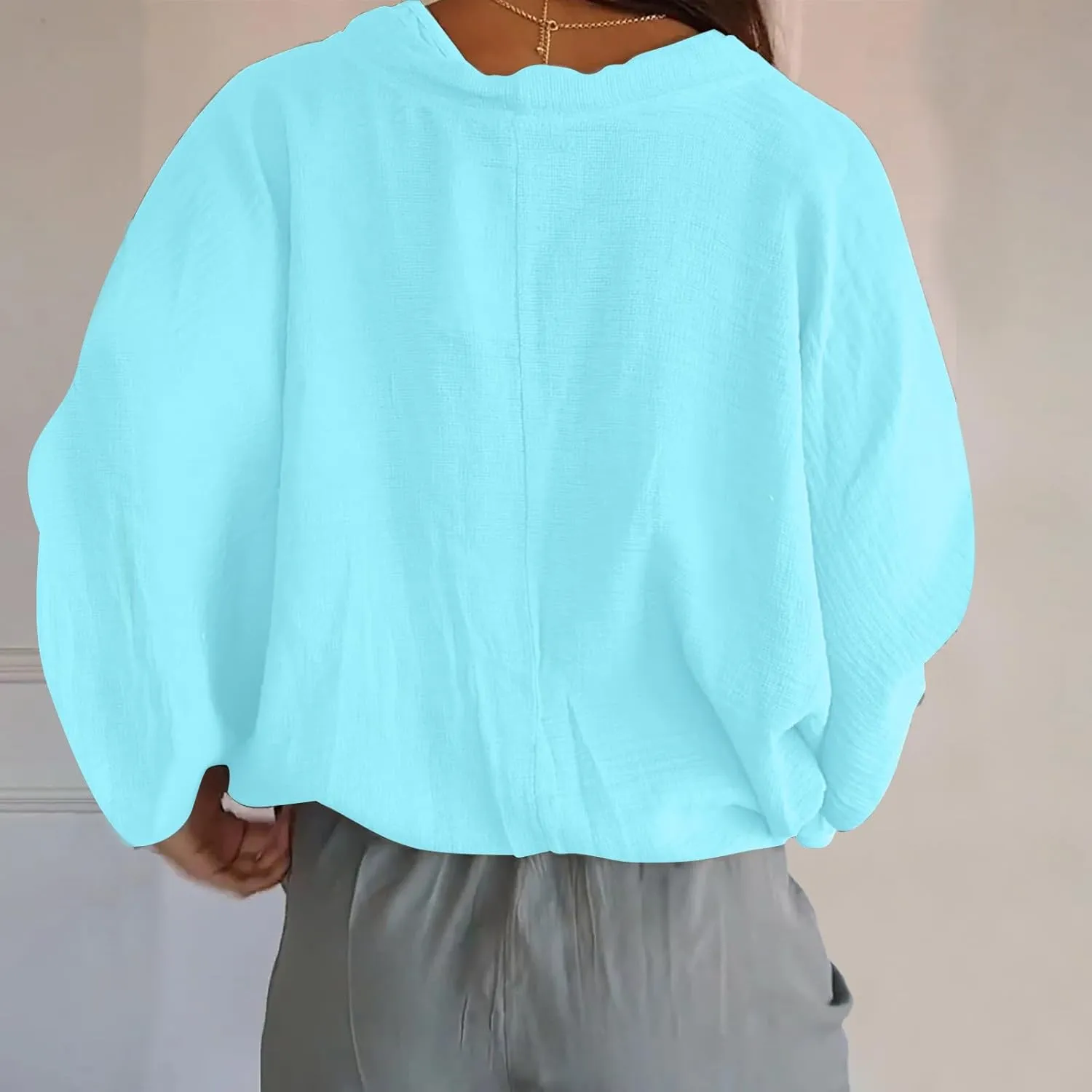 Womens Cotten Linen Button Down Cardigans Dressy Casual Long Sleeve Open Front Lightweight Beach Cover ups