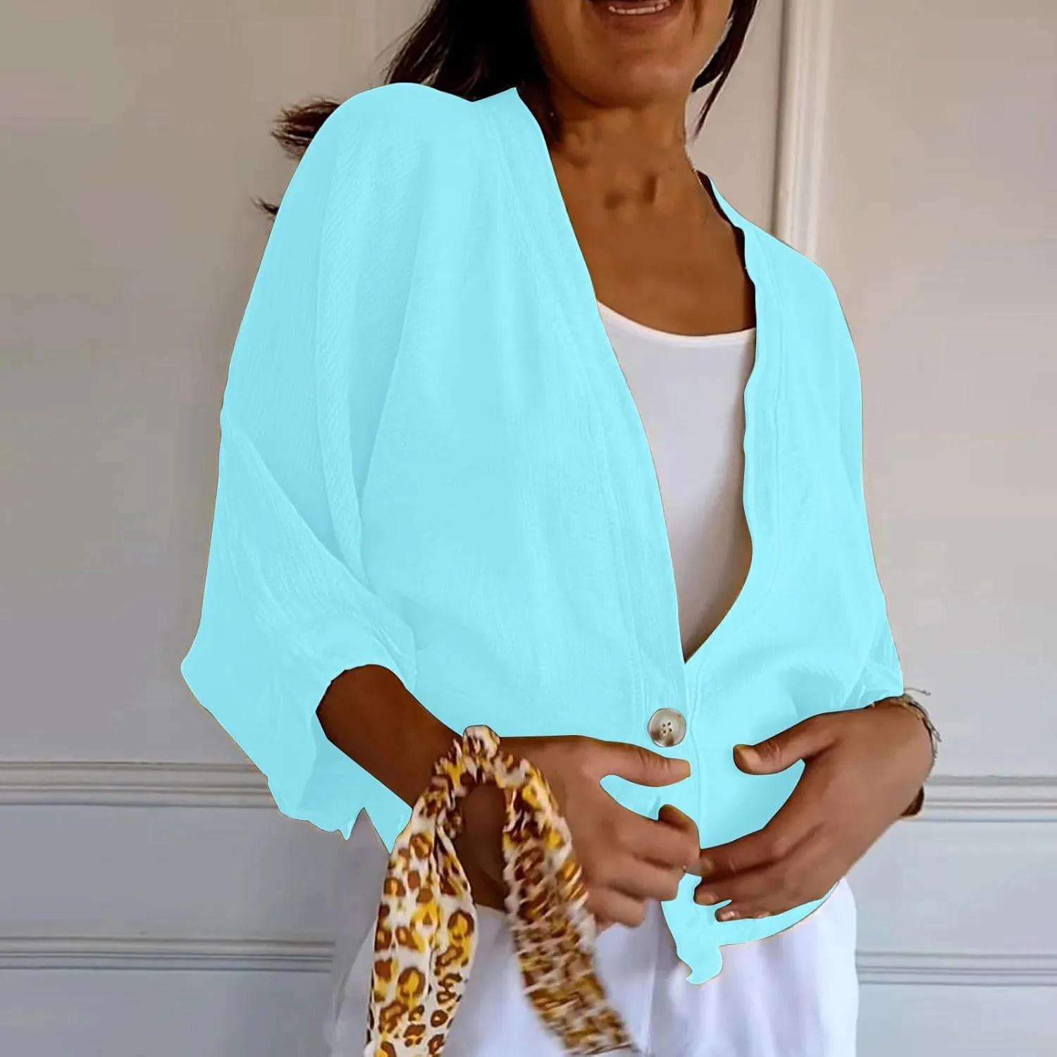 Womens Cotten Linen Button Down Cardigans Dressy Casual Long Sleeve Open Front Lightweight Beach Cover ups