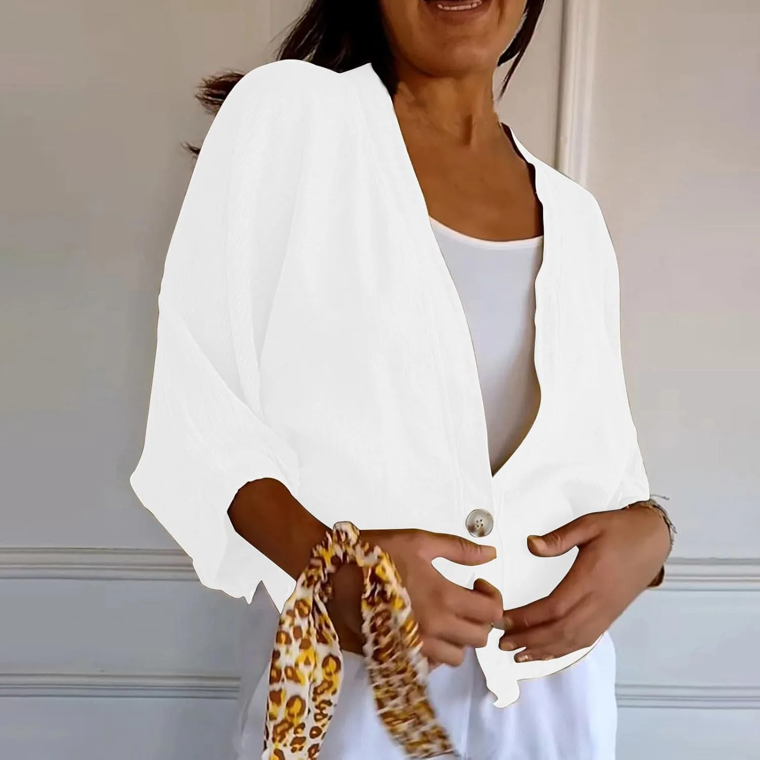 Womens Cotten Linen Button Down Cardigans Dressy Casual Long Sleeve Open Front Lightweight Beach Cover ups