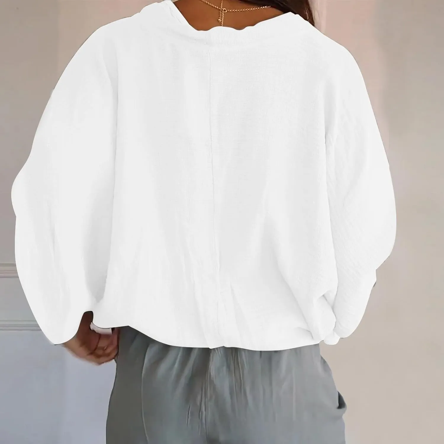 Womens Cotten Linen Button Down Cardigans Dressy Casual Long Sleeve Open Front Lightweight Beach Cover ups