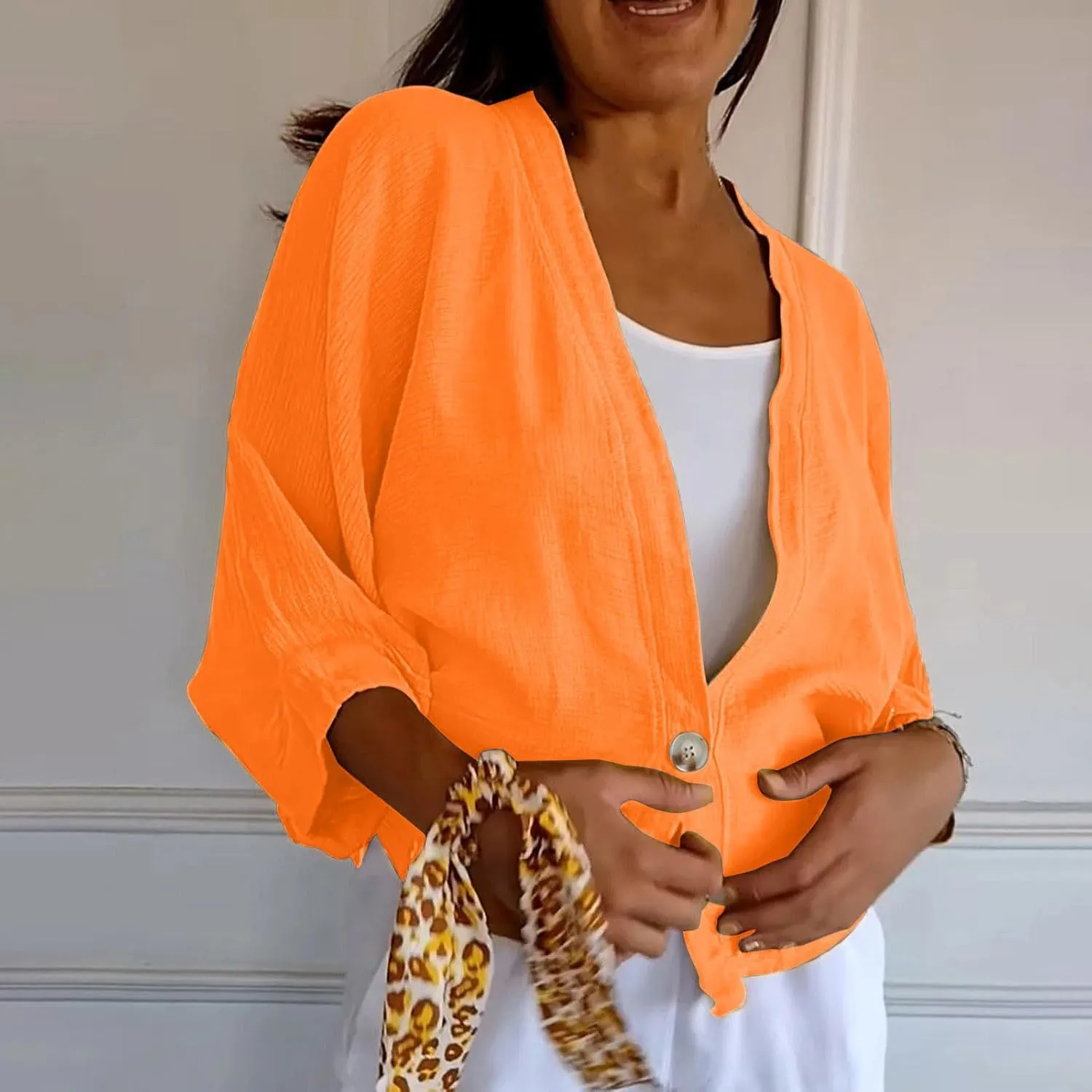Womens Cotten Linen Button Down Cardigans Dressy Casual Long Sleeve Open Front Lightweight Beach Cover ups