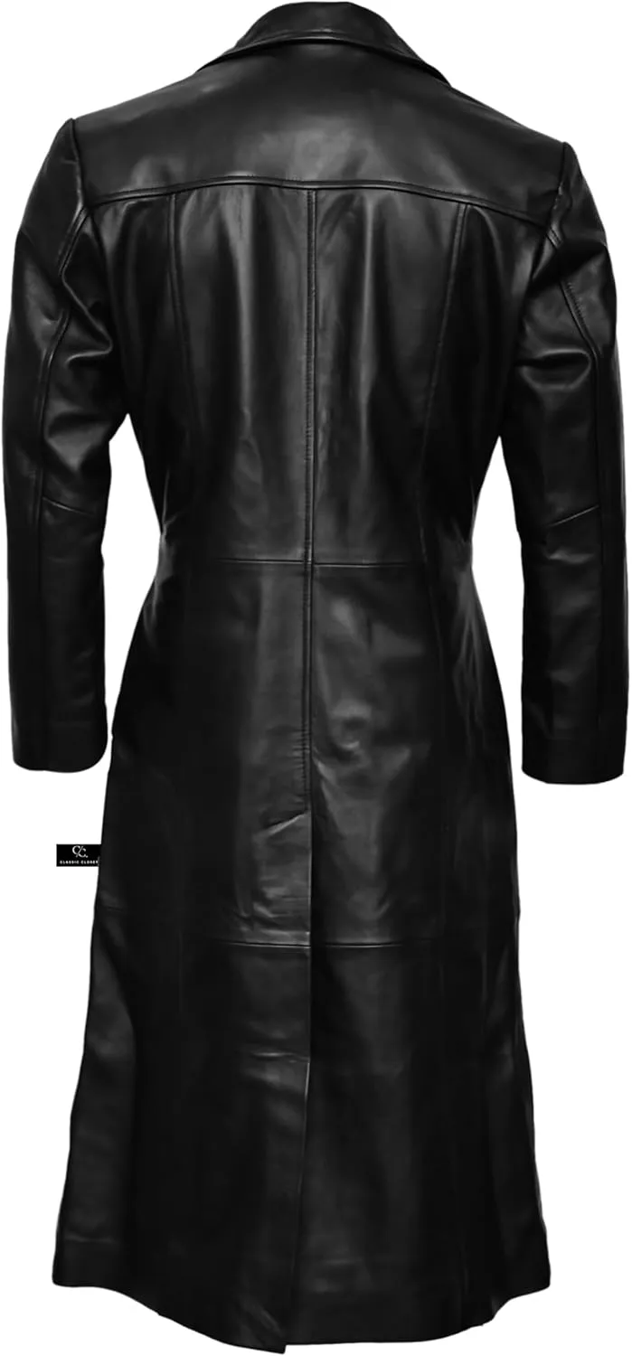 Women’s Duster Long Black Trench Coat – Women’s Full Body Leather Long Coat – Long Leather Trench Coat For Women
