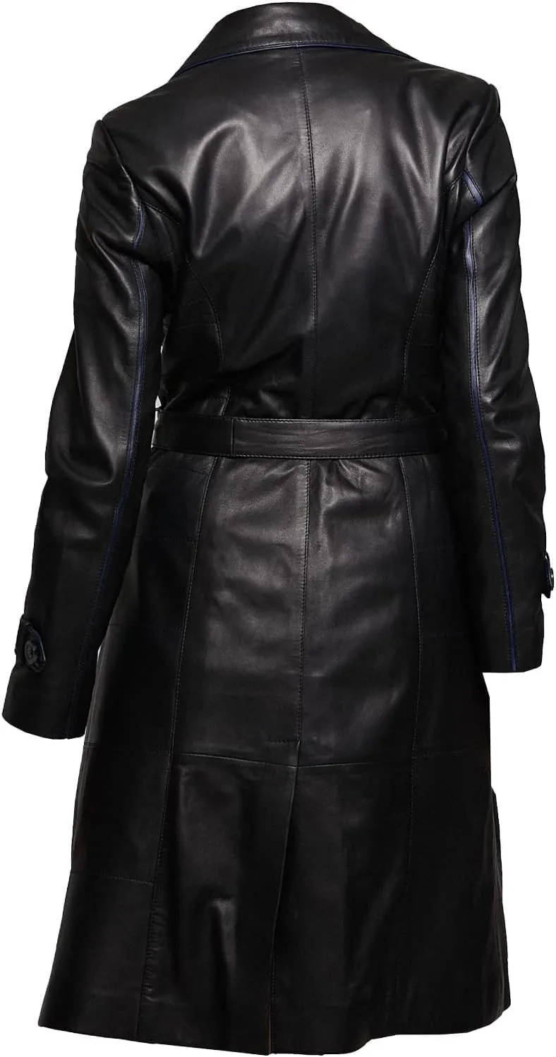 Women’s Duster Long Black Trench Coat – Women’s Full Body Leather Long Coat – Long Leather Trench Coat For Women