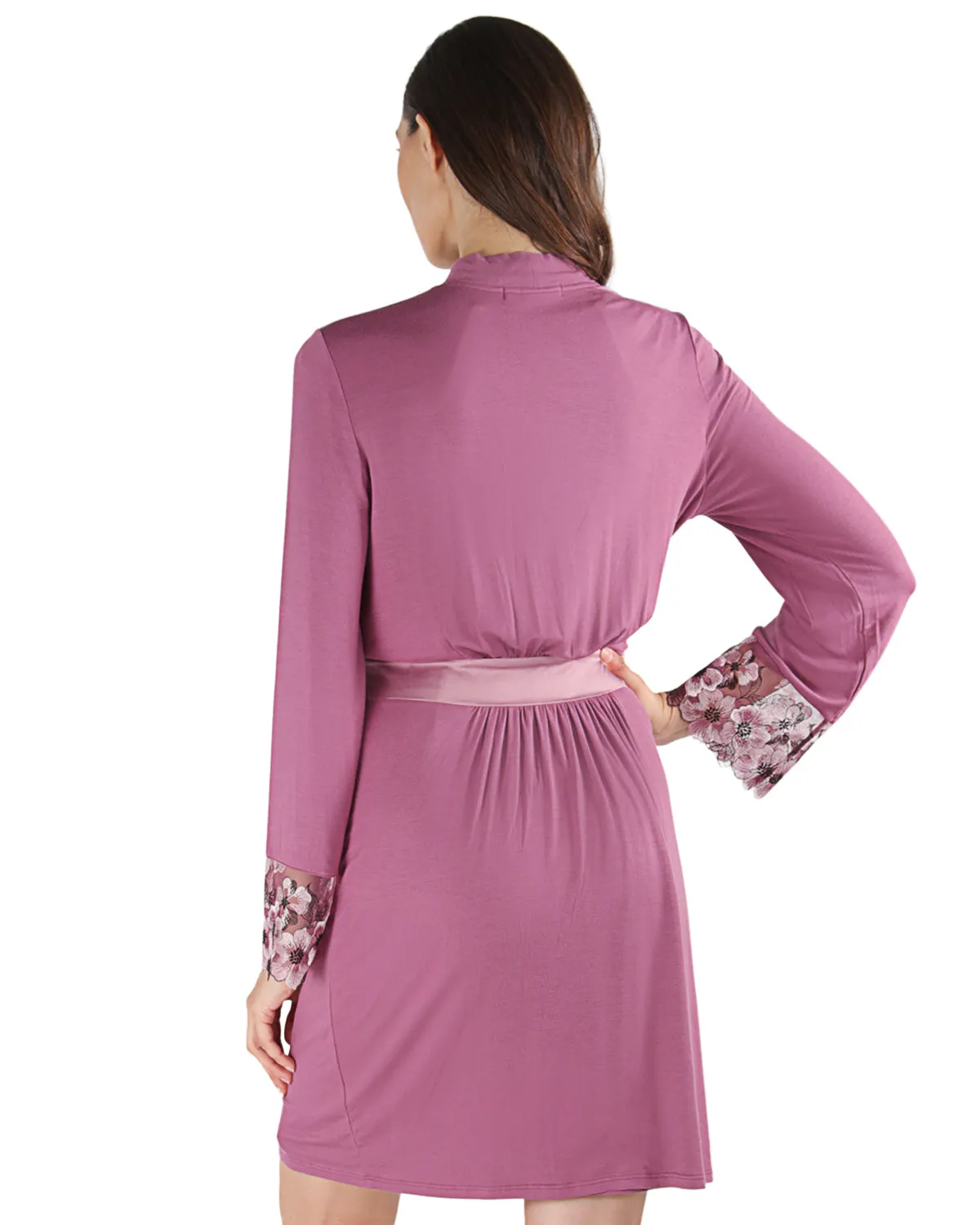 Women's Enchanted Romance Floral Accent Embroidered Robe