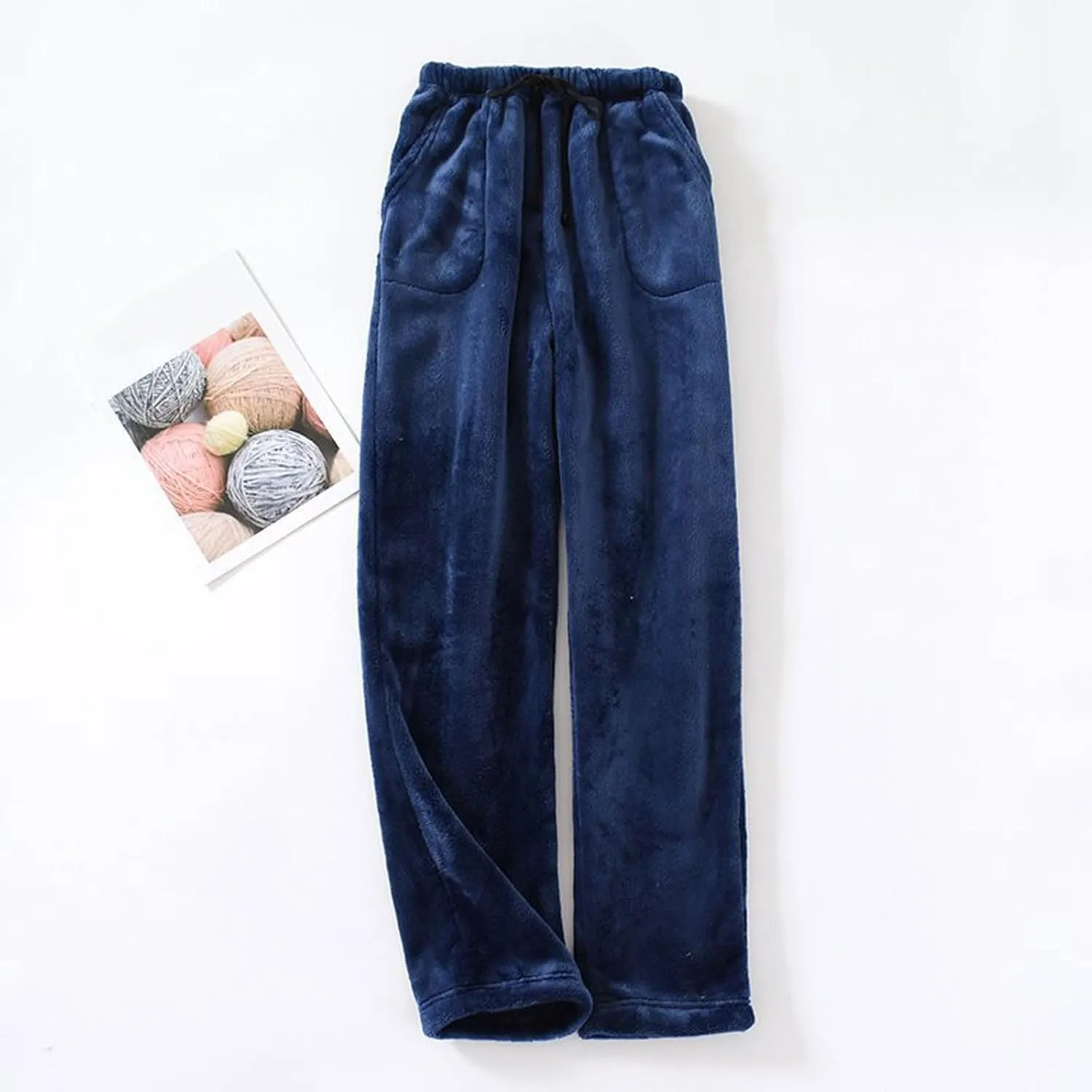 Womens Flannel Pajama Pants Fluffy Buffalo Plaid Pj Pants Loose Comfy Elastic Waist Wide Leg Pants with Pockets