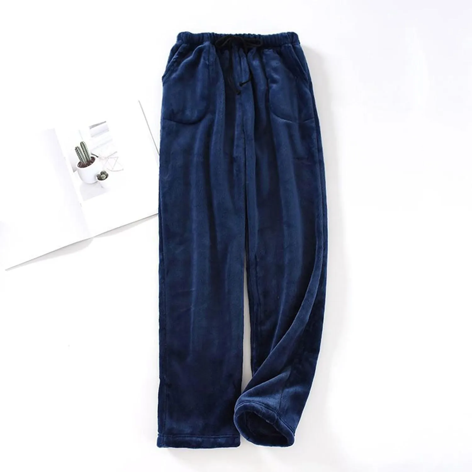 Womens Flannel Pajama Pants Fluffy Buffalo Plaid Pj Pants Loose Comfy Elastic Waist Wide Leg Pants with Pockets