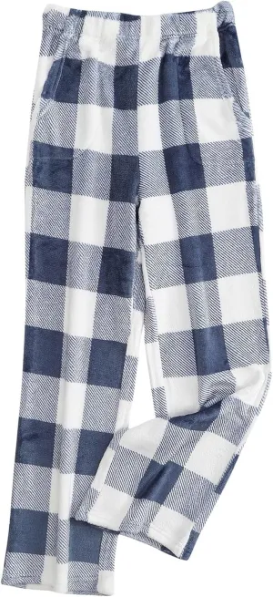 Womens Flannel Pajama Pants with Pockets Plain/Plaid 2025 Winter Warm Fleece Fuzzy Plush Pj Soft Sleep Bottoms