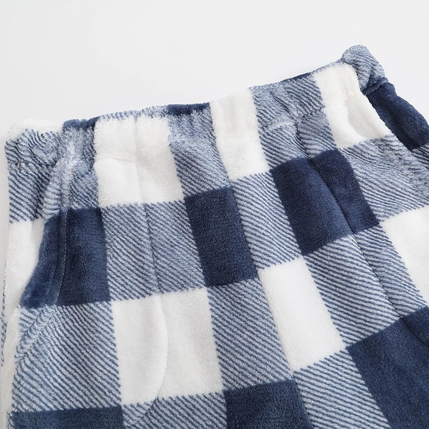Womens Flannel Pajama Pants with Pockets Plain/Plaid 2025 Winter Warm Fleece Fuzzy Plush Pj Soft Sleep Bottoms