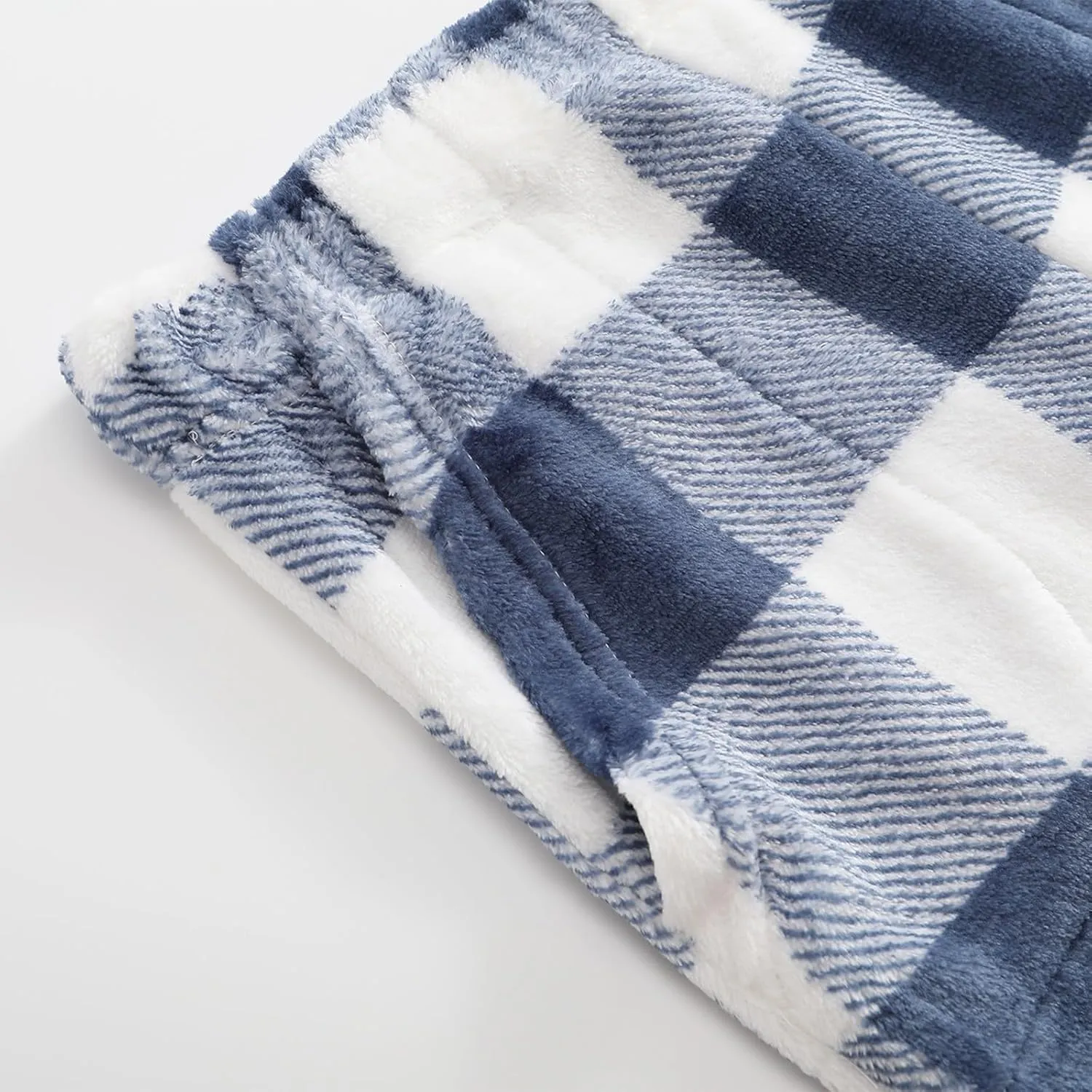 Womens Flannel Pajama Pants with Pockets Plain/Plaid 2025 Winter Warm Fleece Fuzzy Plush Pj Soft Sleep Bottoms