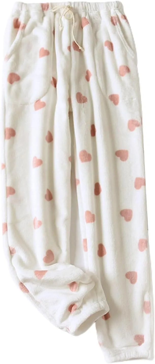 Women's Fleece Pajamas Pant Flannel Sleep Bottoms Baggy Pjs Winter Warm Winter Comfy Fuzzy Thick