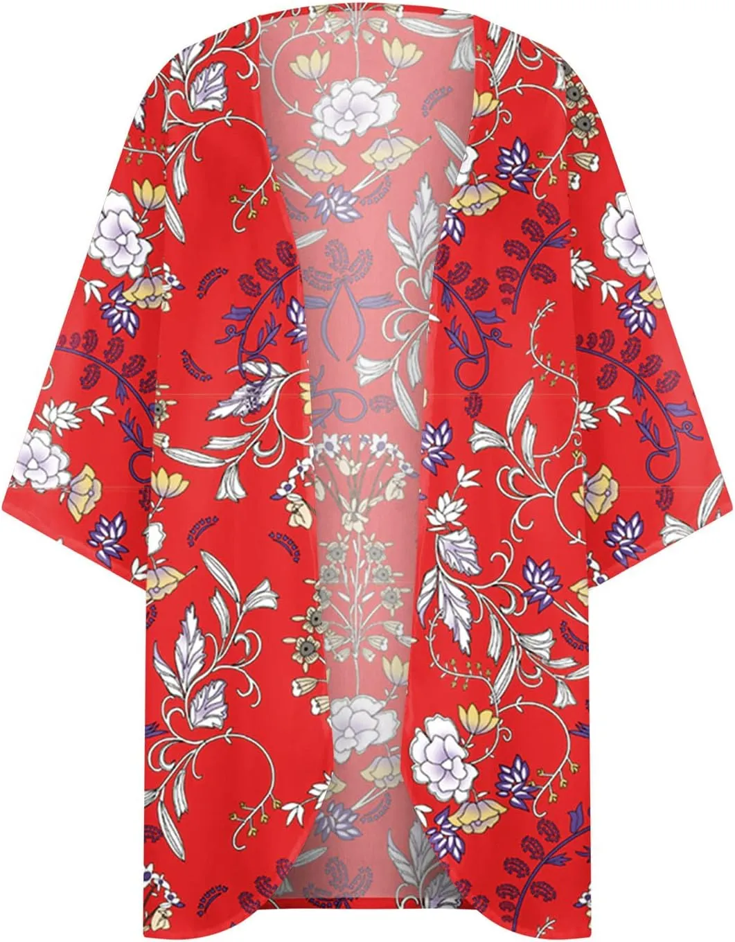 Womens Floral Print Puff Sleeve Kimono Cardigan Loose Coverup Plus Size Cute Summer Fashion Cardigans 2025 Trendy