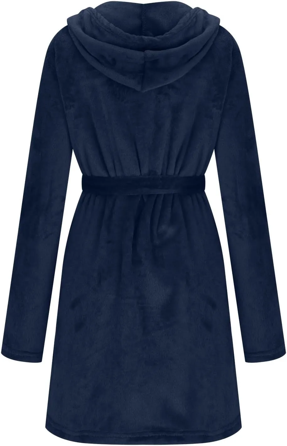 Womens Fuzzy Robe Mid Length Bathrobe Belted Soft Bath Robes Plush Kimono Robe with Pockets Fall Winter Spa Robes