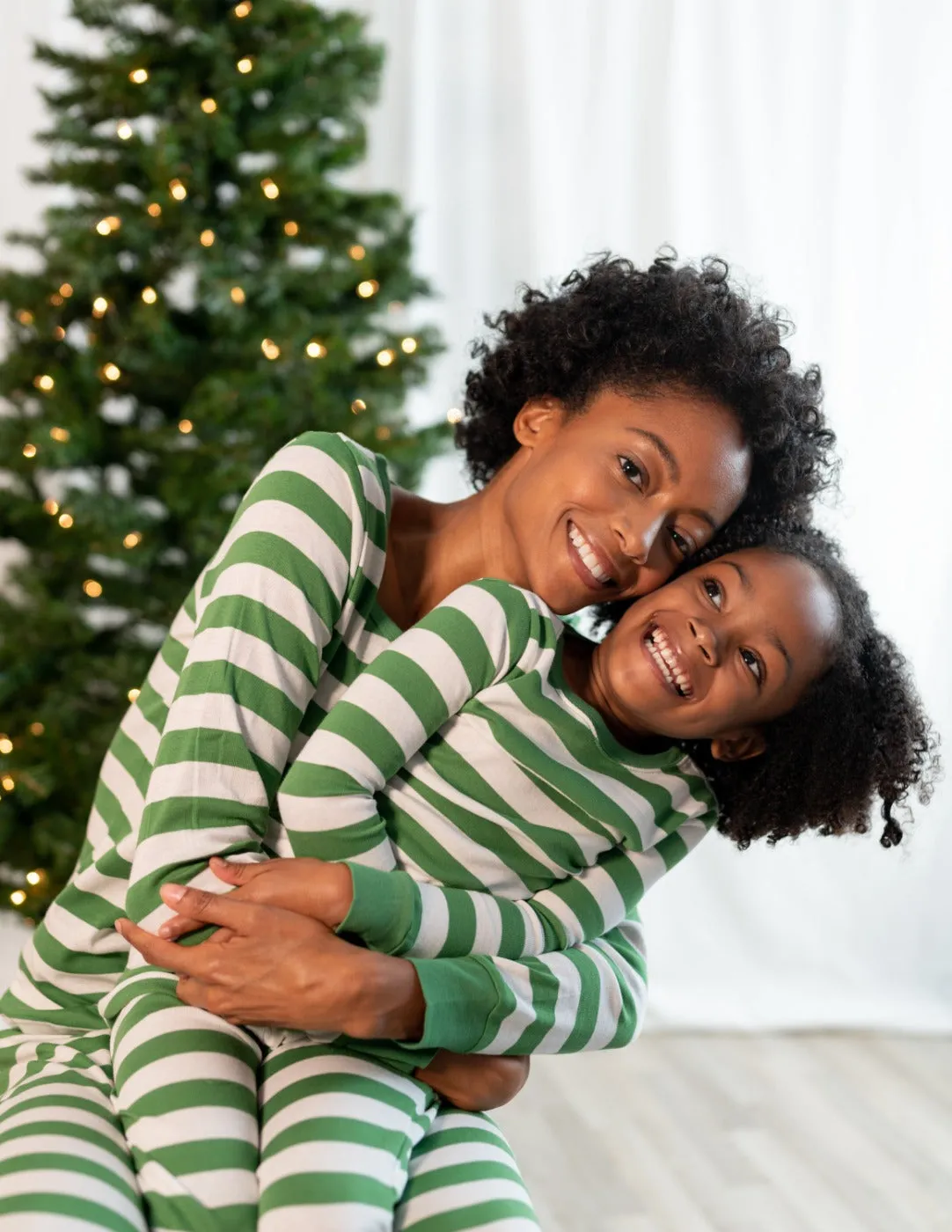 Women's Green & White Stripes Pajamas