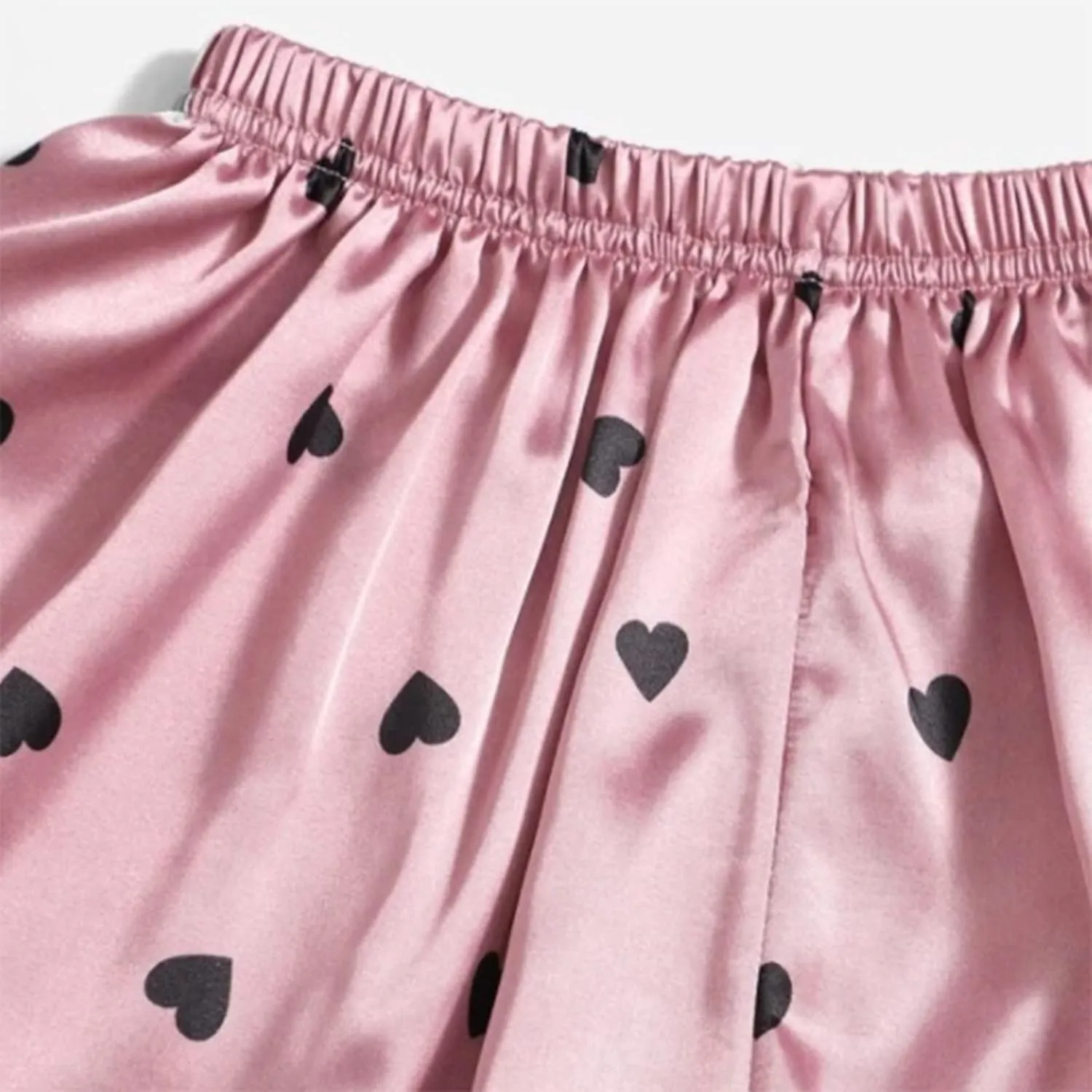 Womens Ice Silk Satin Pajama Set,4pc Sleepwear Sets Print Button Down Skirt Nightwear Shorts Set Sexy Loungewear