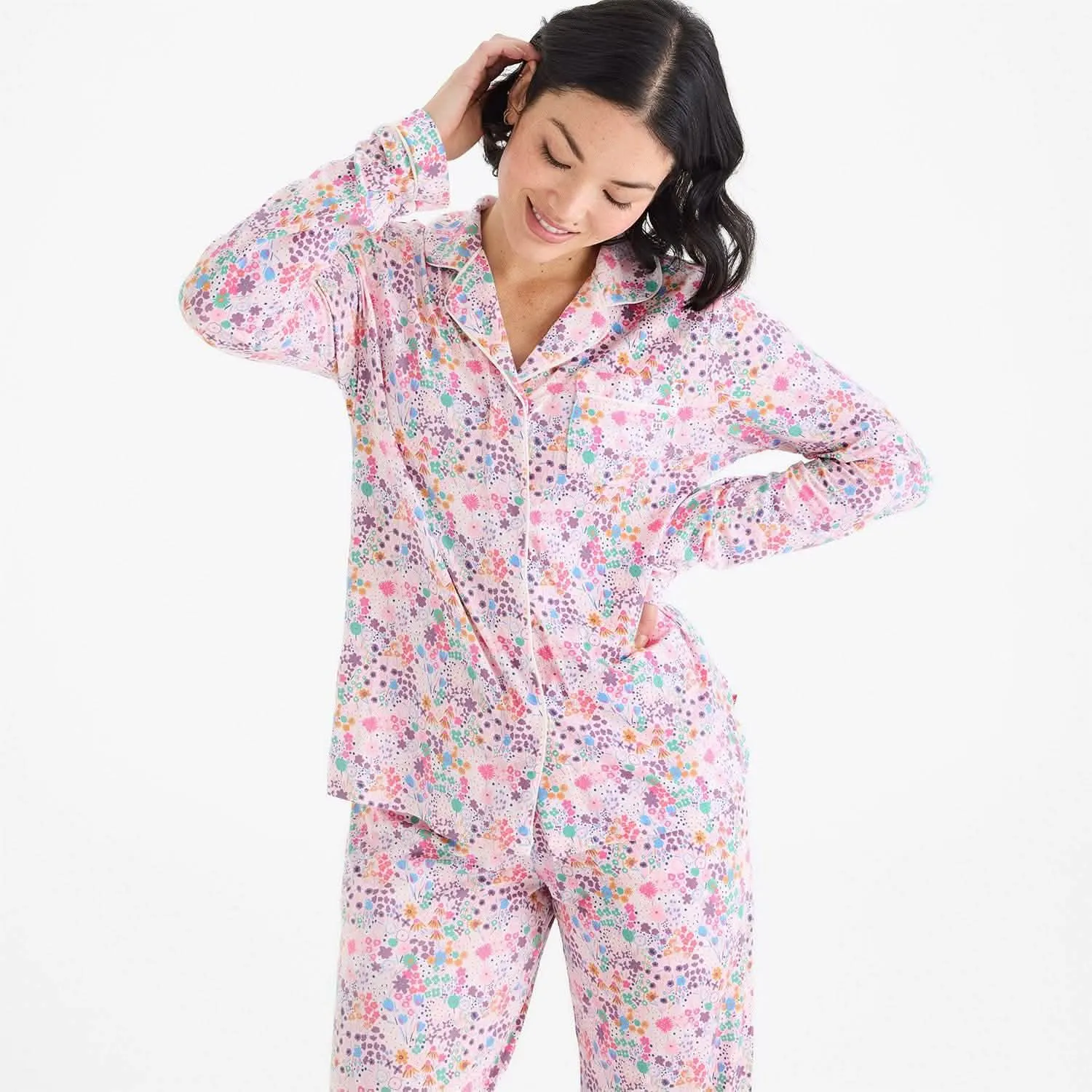 women's isla modal magnetic classic with a twist long sleeve pajama set