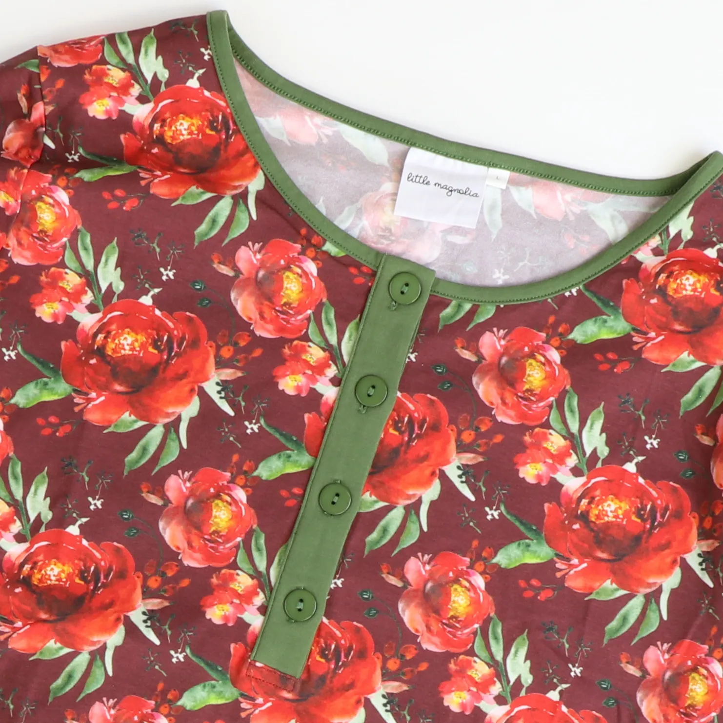 Women's Knit Lounge Shirt - Christmas Rose