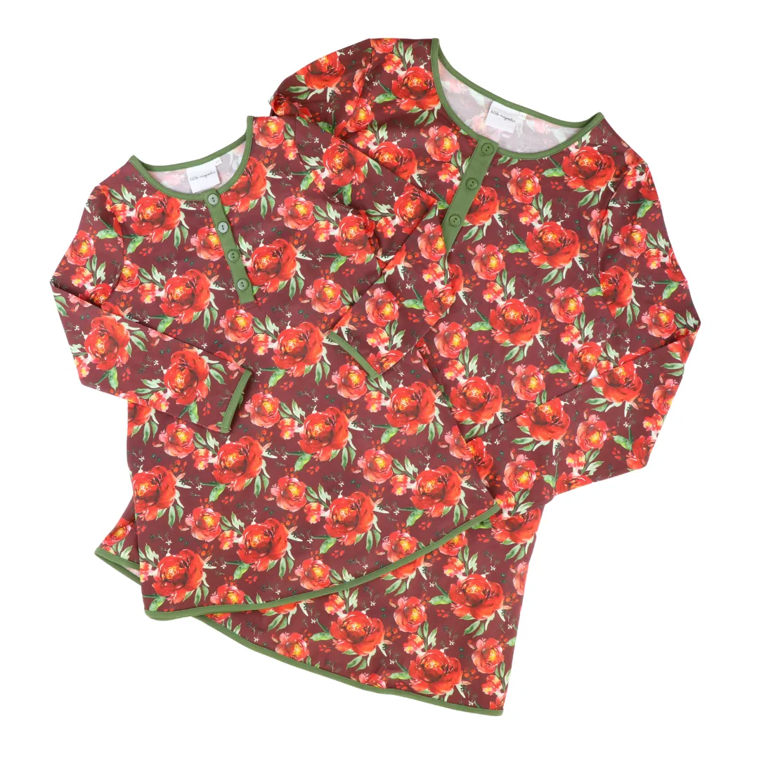 Women's Knit Lounge Shirt - Christmas Rose