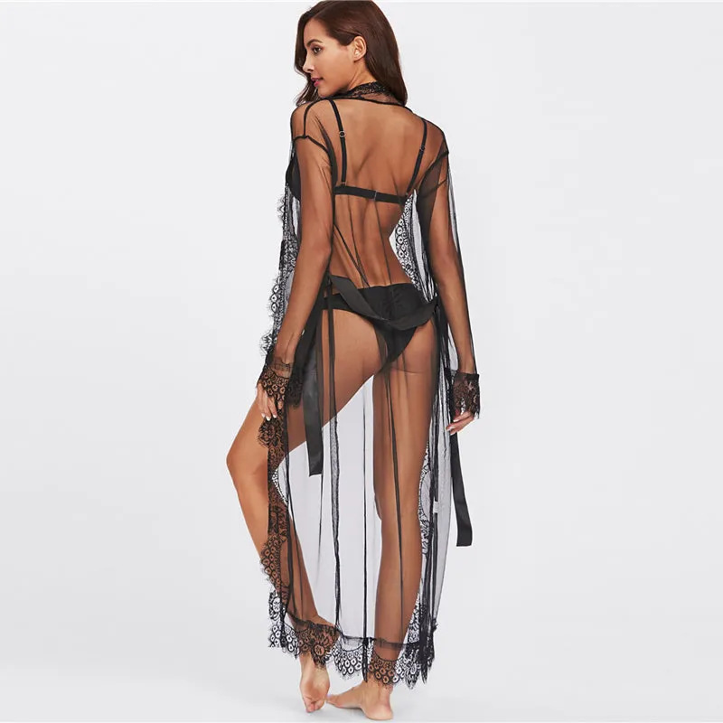 Women's Lace Long Sleeved Sleepwear