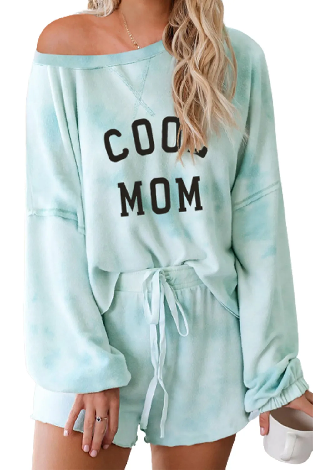 Women's Long Sleeve Shorts Pajama Tie-dye Loungewear Set