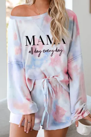 Women's Long Sleeve Shorts Pajama Tie-dye Loungewear Set