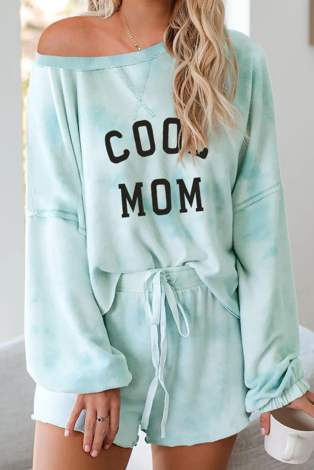 Women's Long Sleeve Shorts Pajama Tie-dye Loungewear Set