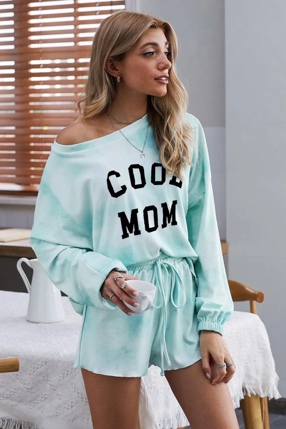 Women's Long Sleeve Shorts Pajama Tie-dye Loungewear Set