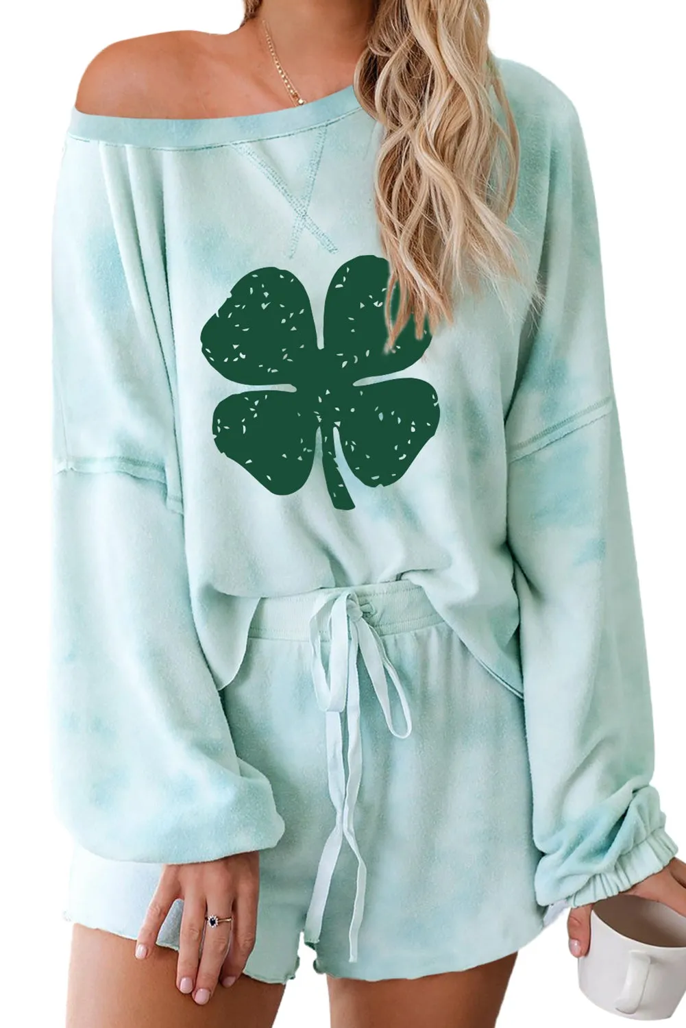 Women's Long Sleeve Shorts Pajama Tie-dye Loungewear Set
