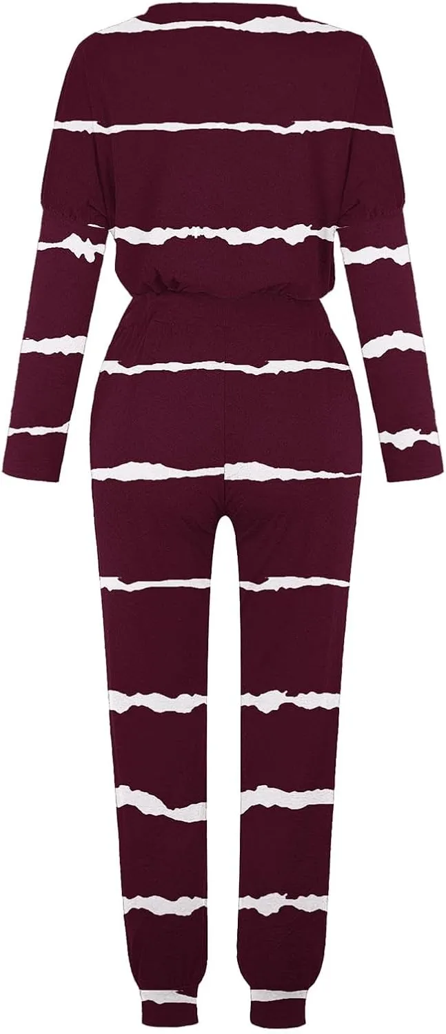 Women's Long Sleeve Sleepwear Women's Two- Solid Casual Top Pants Sets Long Sleeve Wear Sports Suit Pajamas Set
