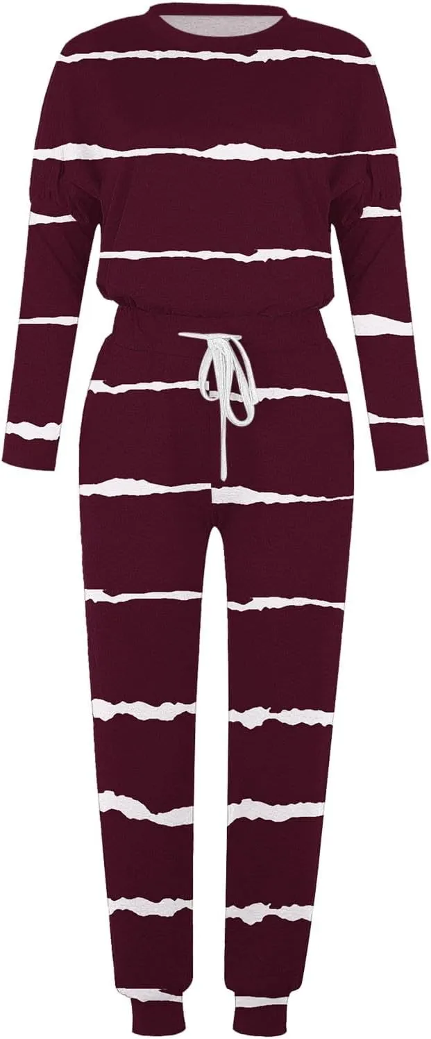 Women's Long Sleeve Sleepwear Women's Two- Solid Casual Top Pants Sets Long Sleeve Wear Sports Suit Pajamas Set