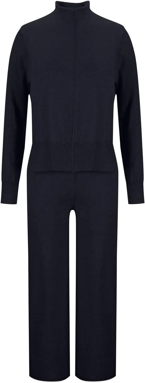 Women's Lounge Sets Trendy Long Sleeve Mock Neck Sweater Wide Leg Pants Sleepwear Soft Pjs Lounge Sets