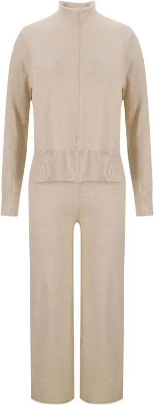 Women's Lounge Sets Trendy Long Sleeve Mock Neck Sweater Wide Leg Pants Sleepwear Soft Pjs Lounge Sets