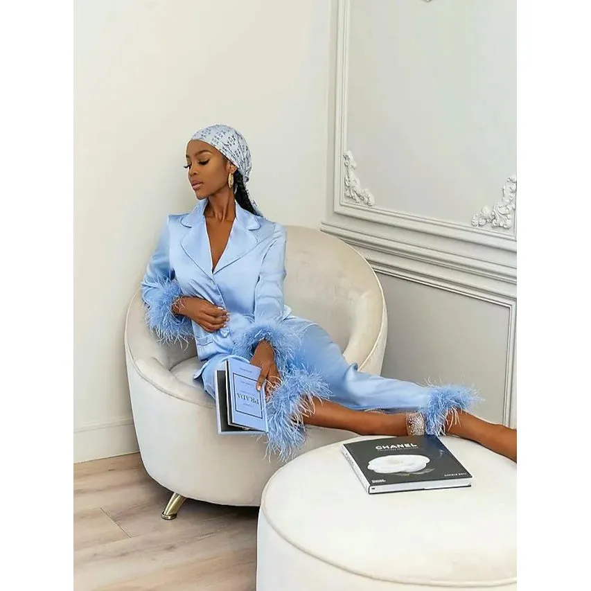 Women's Loungewear Pajamas Sets Pure Color Silk Simple Soft Shirt Pant
