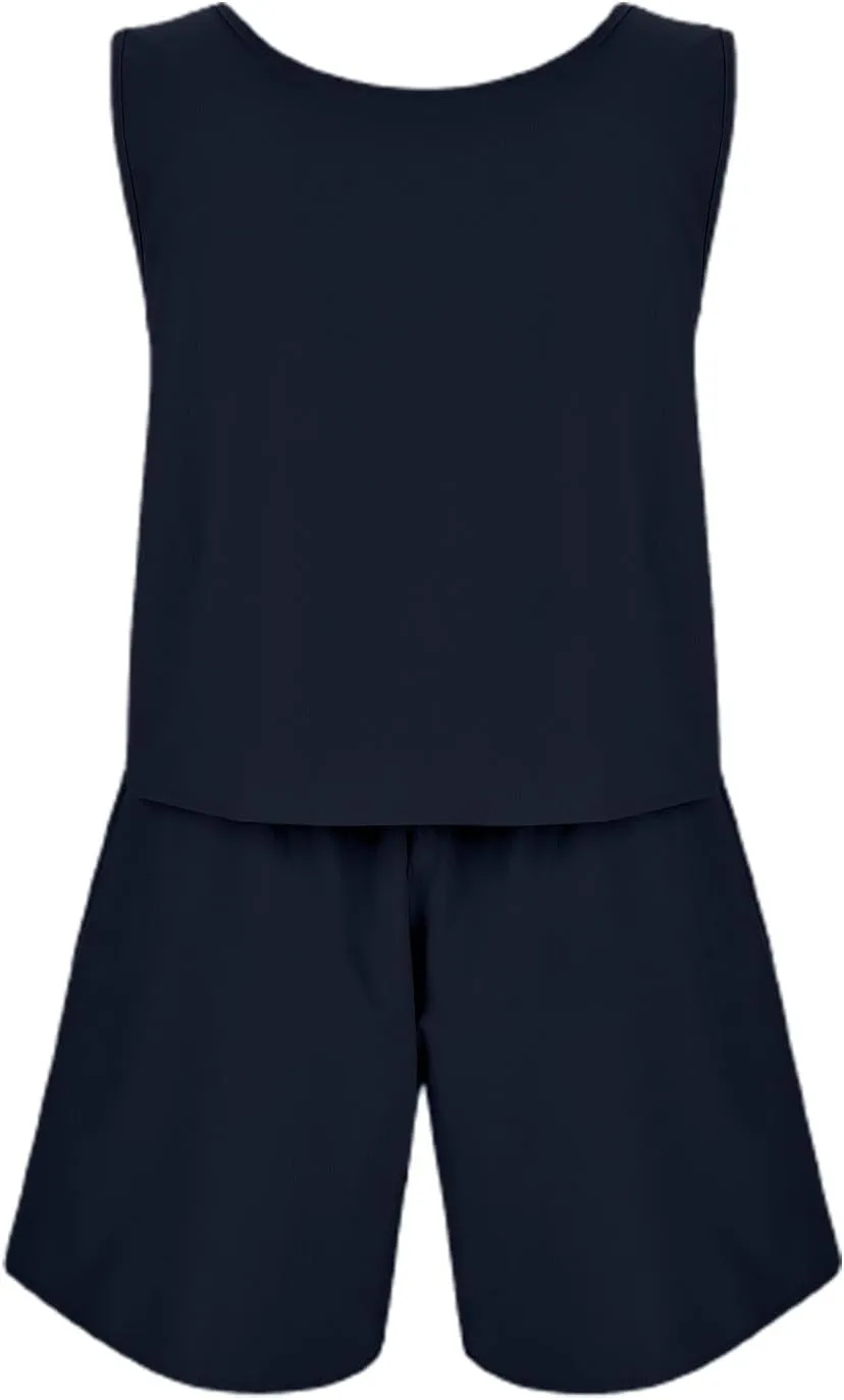 Womens Loungewear Set Shorts Casual Sleeveless Cropped Tank Tops Linen Blend Summer 2 Piece Outfits with Pockets