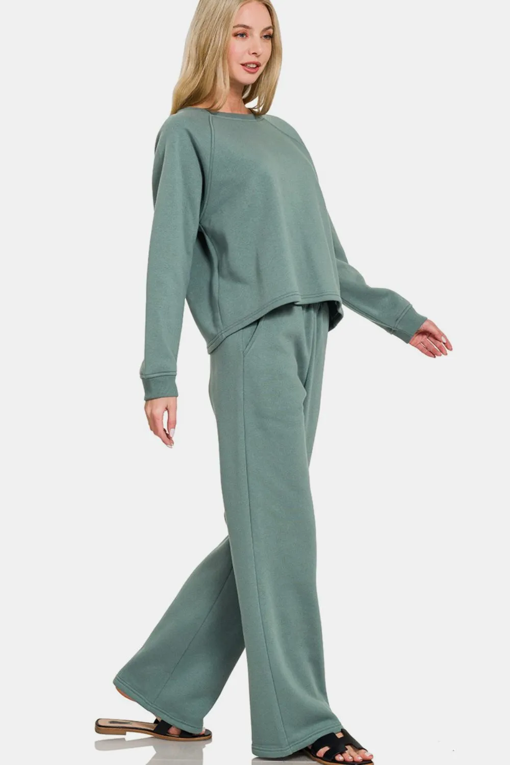 Women's Marine Long Sleeve Top and Elastic Waist Pants Lounge Set